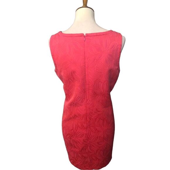 Talbots sheath pink and coral floral type print jacquard fully lined dress - Picture 5 of 11